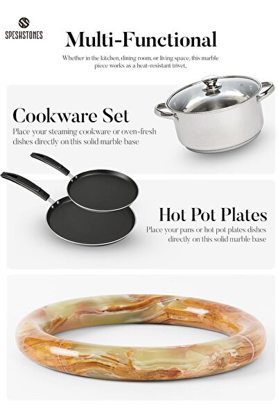 Radicaln Marble Trivet Set of 2 Green Handmade Pot Holders for Kitchen Decor & Hot Dishes