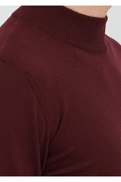 Ramsey Πουλόβερ από 100% μαλλί με μισό ζιβάγκο μπορντό