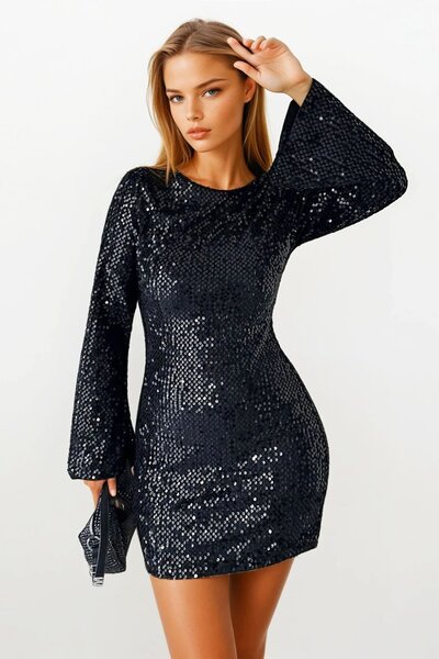 VAGGON Μίνι φόρεμα με φερμουάρ και παγιέτες