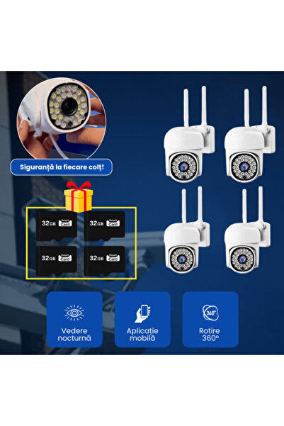 OferteTop Set of 4 Outdoor WiFi Cameras with Motion Sensor and Night Vision