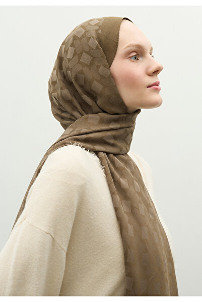 Fresh Oslo Cotton Flower Jacquard Shawl Earth