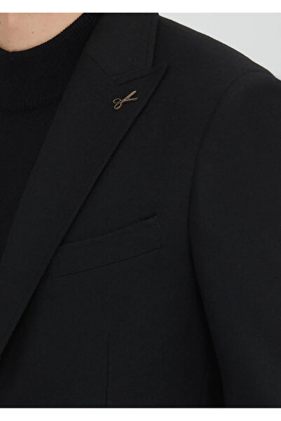 Ramsey Black Shirt Shoulder Slim Fit Wool Blend Jacket