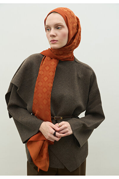 Fresh Oslo Cotton Flower Jacquard Shawl Cinnamon Shell