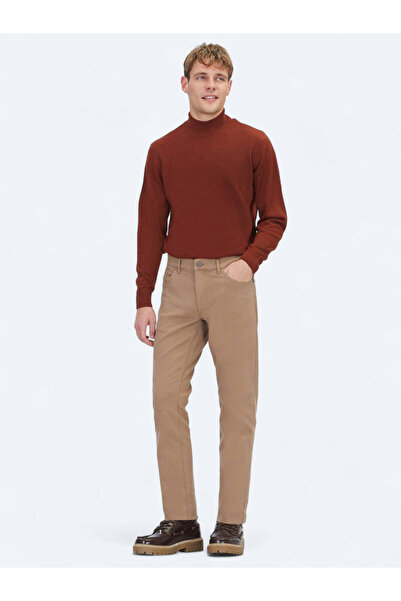 Kip Mink Woven Slim Fit Casual Cotton Blend Trousers