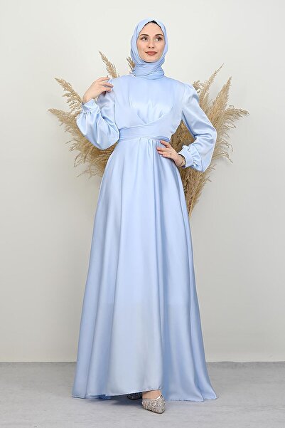 GİYZAMİLA Βραδινό φόρεμα με χιαστί κορδόνια Baby Blue