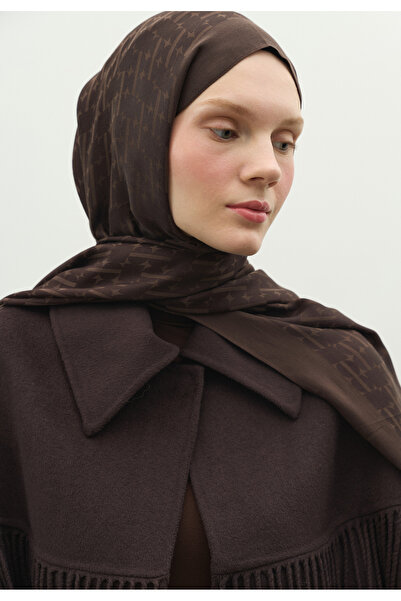 Freshscarfs Monogram Cotton Flosh Jacquard Shawl Bitter Brown