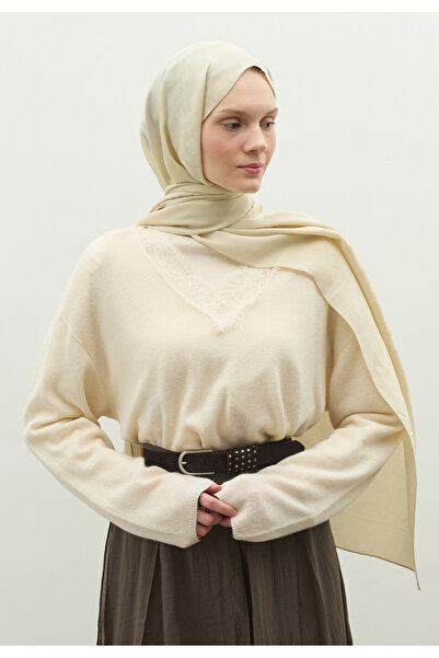 Fresh Oslo Cotton Flower Jacquard Shawl Beige