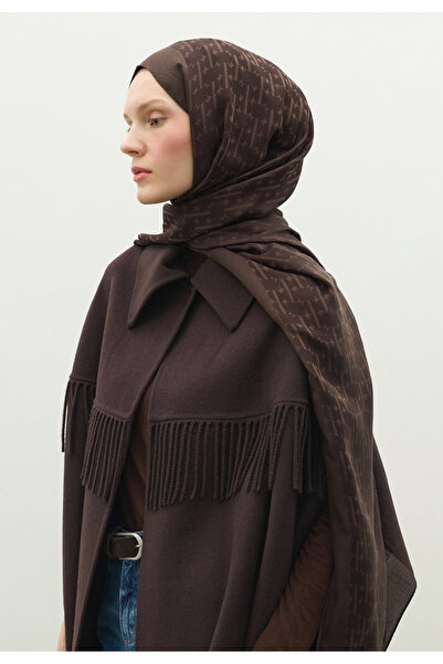 Freshscarfs Monogram Cotton Flosh Jacquard Shawl Bitter Brown