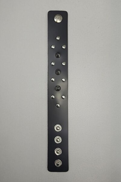 Karakedi Black Gothic Spiked Studded Leather Bracelet