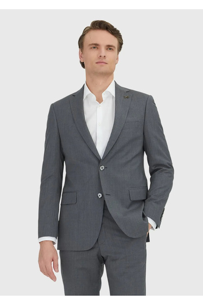 Ramsey Gray Plain Regular Fit 100% Wool Suit