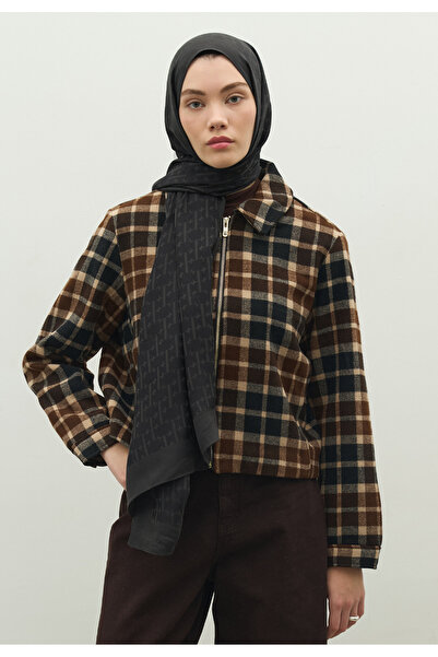 Freshscarfs Monogram Cotton Flosh Jacquard Shawl Anthracite