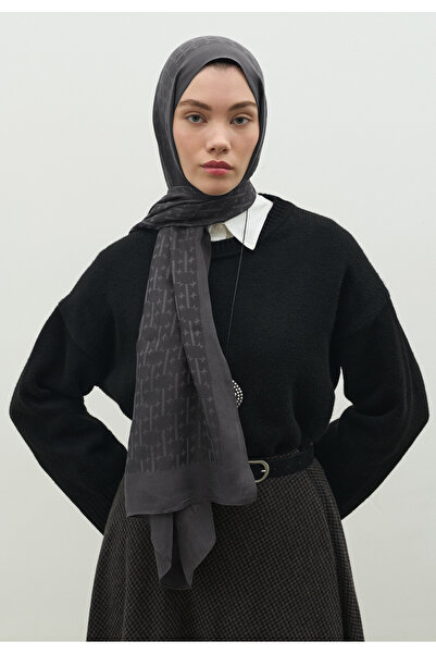 Freshscarfs Monogram Cotton Flosh Jacquard Shawl Smoked