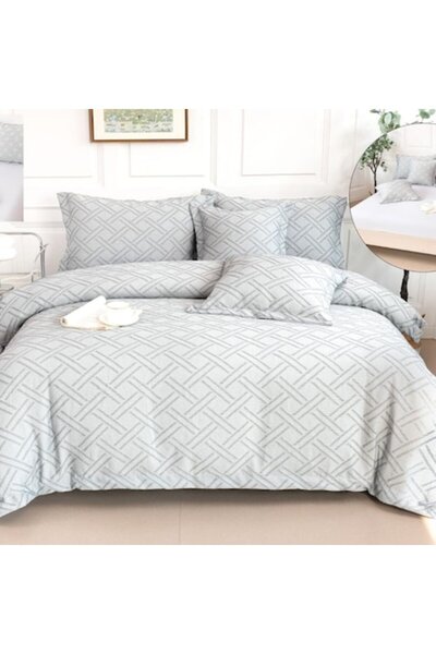Casa de Vis Set bed linen double, cotton satin, 180 x 200 cm, 6 pieces, elast...