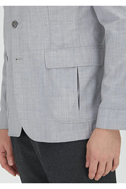 Ramsey Light Gray Plain Shirt Shoulder Slim Fit 100% Wool Coat