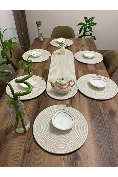 naylişhome jute,american service set, runner, plate, gift, tablecloth set, fo...
