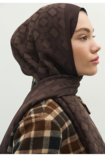 Fresh Oslo Cotton Flower Jacquard Shawl Bitter Brown