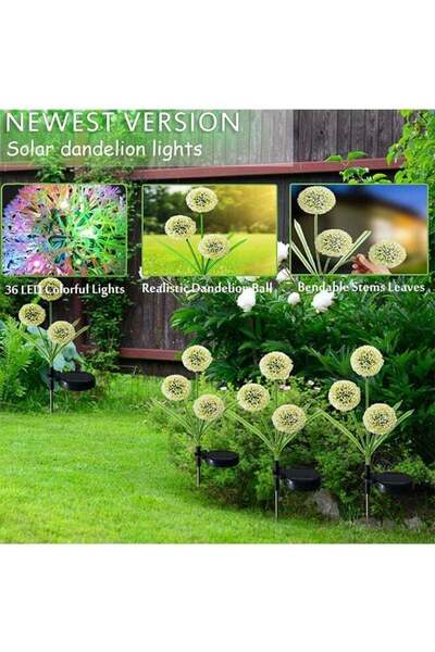 Generic 1 Set Of 2 Solar Dandelion Decorative Lights, Adjustable Lighting Type, Colorful Lighting, Can Decor