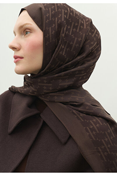 Freshscarfs Monogram Cotton Flosh Jacquard Shawl Bitter Brown