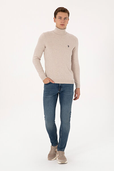 U.S. Polo Assn. Men's Stone Melange Basic Sweater 50313640-Vr225