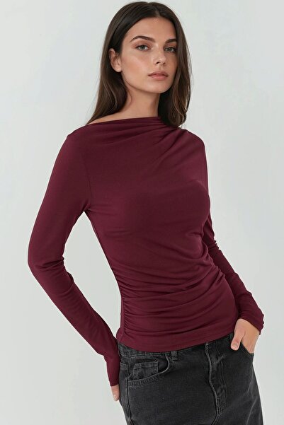 Hiccup Ruched Detail Boat Neck Blouse