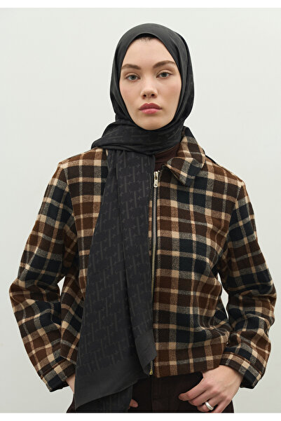 Freshscarfs Monogram Cotton Flosh Jacquard Shawl Anthracite