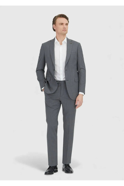Ramsey Gray Plain Regular Fit 100% Wool Suit