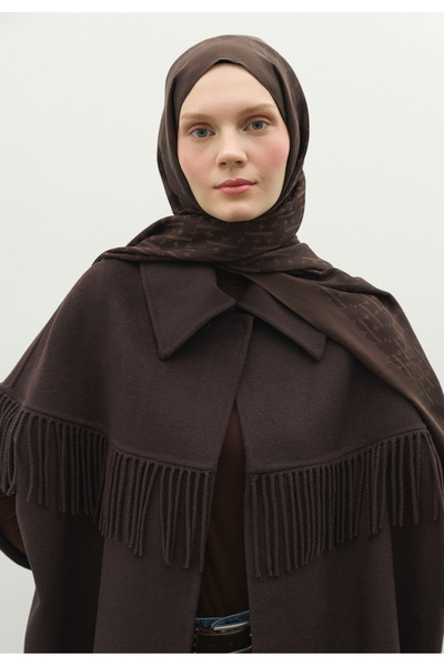 Freshscarfs Monogram Cotton Flosh Jacquard Shawl Bitter Brown
