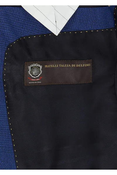 Ramsey Navy Blue Checkered Regular Fit 100% Wool Suit