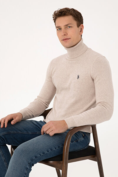 U.S. Polo Assn. Men's Stone Melange Basic Sweater 50313640-Vr225