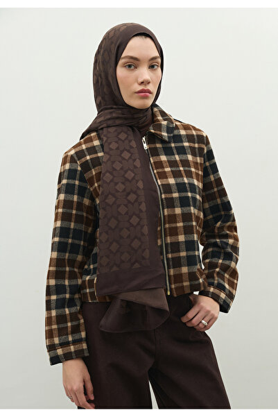 Fresh Oslo Cotton Flower Jacquard Shawl Bitter Brown