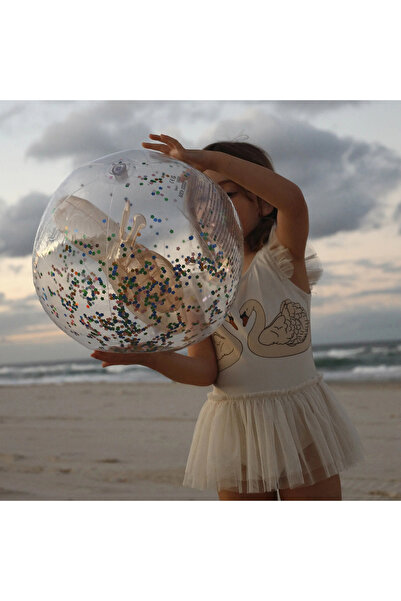 SunnyLife 3 Boyutlu Inflatable Cotton Candy Glitter Renkli Plaj Topu