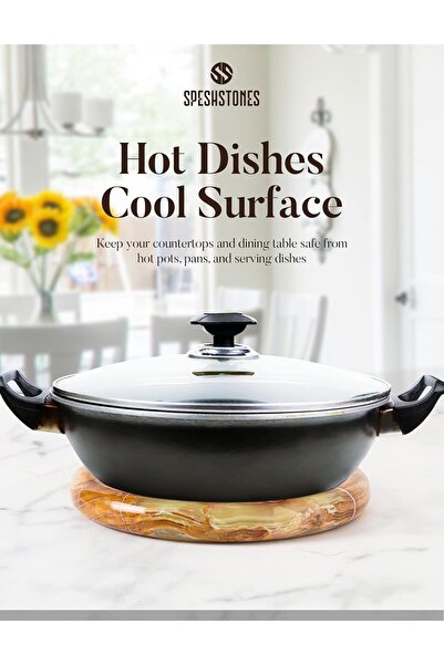 Radicaln Marble Trivet Set of 2 Green Handmade Pot Holders for Kitchen Decor & Hot Dishes