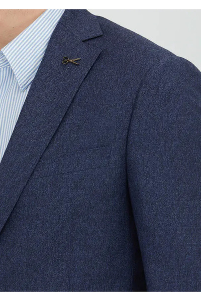 Ramsey Navy Blue Plain Regular Fit 100% Wool Suit