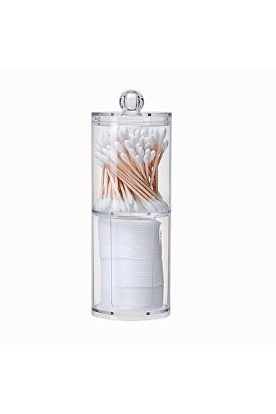 rox&fsh Organizator dublu pentru dischete demachiante / bețișoare de urechi, Acril, 19 x 7 cm, Transparent