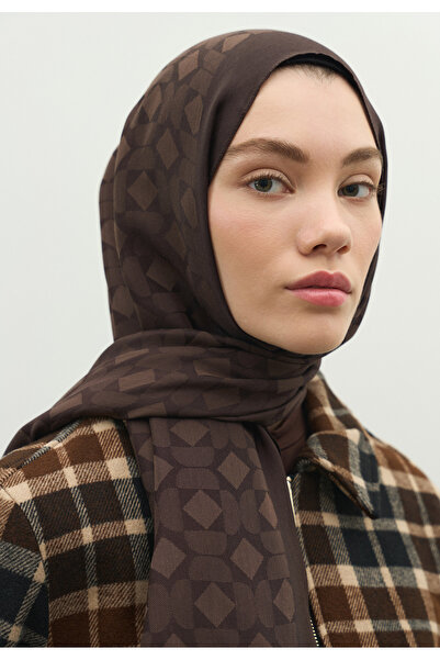 Fresh Oslo Cotton Flower Jacquard Shawl Bitter Brown