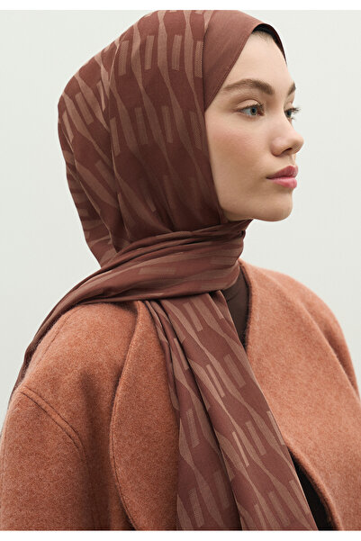 Freshscarfs Nara Cotton Floş Jacquard Shawl Cocoa