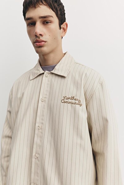 Pull & Bear Nakışlı çizgili gömlek