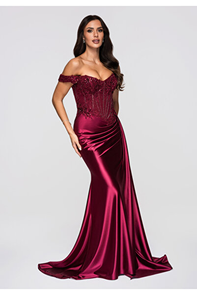 Larica by Ombre Βραδινό φόρεμα LA-OM-DLR274 - μπορντό