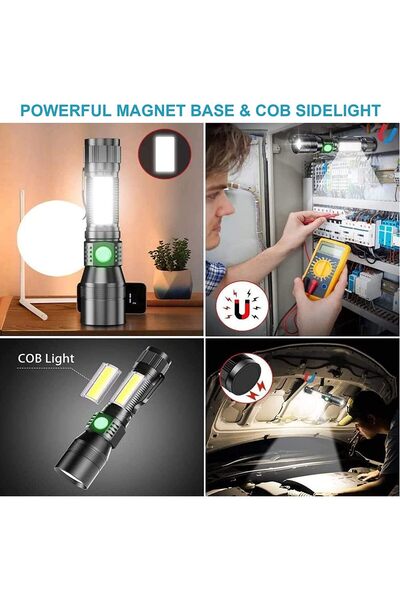 Arabest Rechargeable UV Flashlight 3-in-1 LED Torch 1800 Lumens, 7 Modes, Waterproof