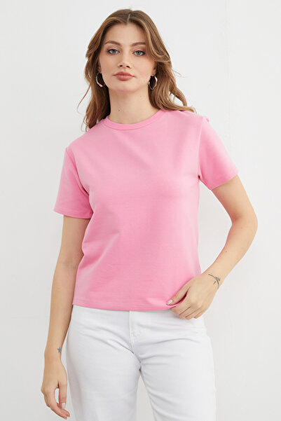 Fulla Moda Basic T-shirt με Γιακά Crew