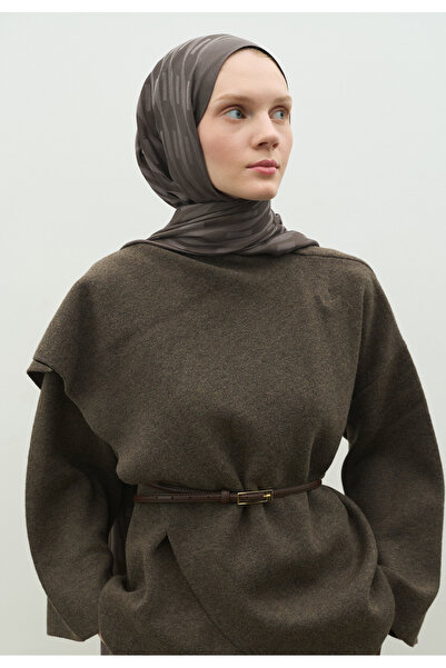 Freshscarfs Nara Cotton Flower Jacquard Shawl Smoke