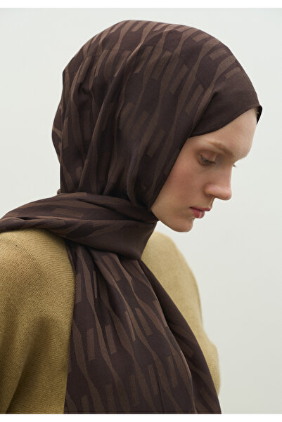 Freshscarfs Nara Cotton Flower Jacquard Shawl Bitter Brown
