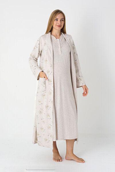 ERDENİZ TEKSTİL Σετ μακρυμάνικο με κουμπιά για θηλασμό με μοτίβο από χτενισμέ...