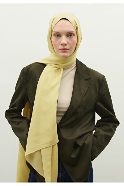 Freshscarfs Nara Cotton Floş Jacquard Shawl Soft Yellow