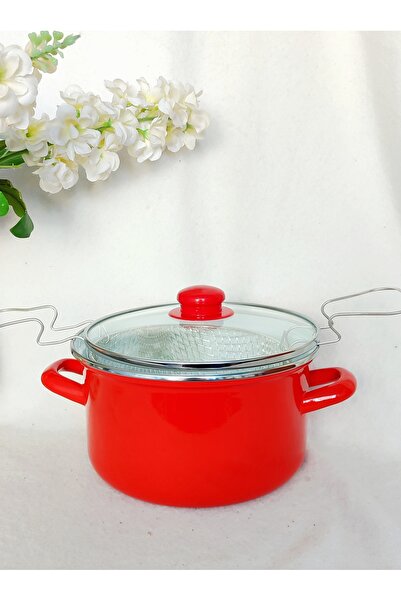 EBRULİEMAYE Orange Enamel Deep Frying Pot Oil-Saving Medium Size 3.4 Liters 22 cm Diameter