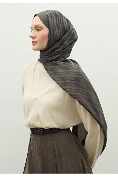 Freshscarfs Nara Cotton Flower Jacquard Shawl Dark Gray