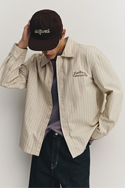 Pull & Bear Nakışlı çizgili gömlek