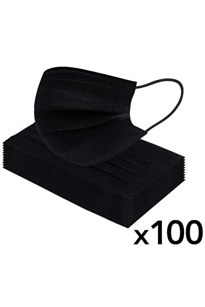 Generic Black Disposable Face Masks — 2×50 (100) Masks, 3-Layer with Comfortable Ear Loops