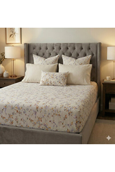 Home طقم ملاءات سرير مطاطية بنمط زهور مزدوجة
