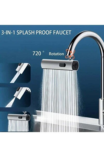 Gonice 1pc Waterfall Kitchen Faucet Sprayer Head Replacement, 3 Spray Modes ABS Swivel